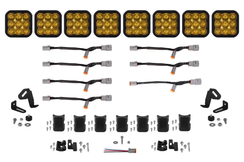 Diode Dynamics Ss5 Pro Universal Crosslink 8-Pod Light Bar – Yellow Driving Beam Output 1