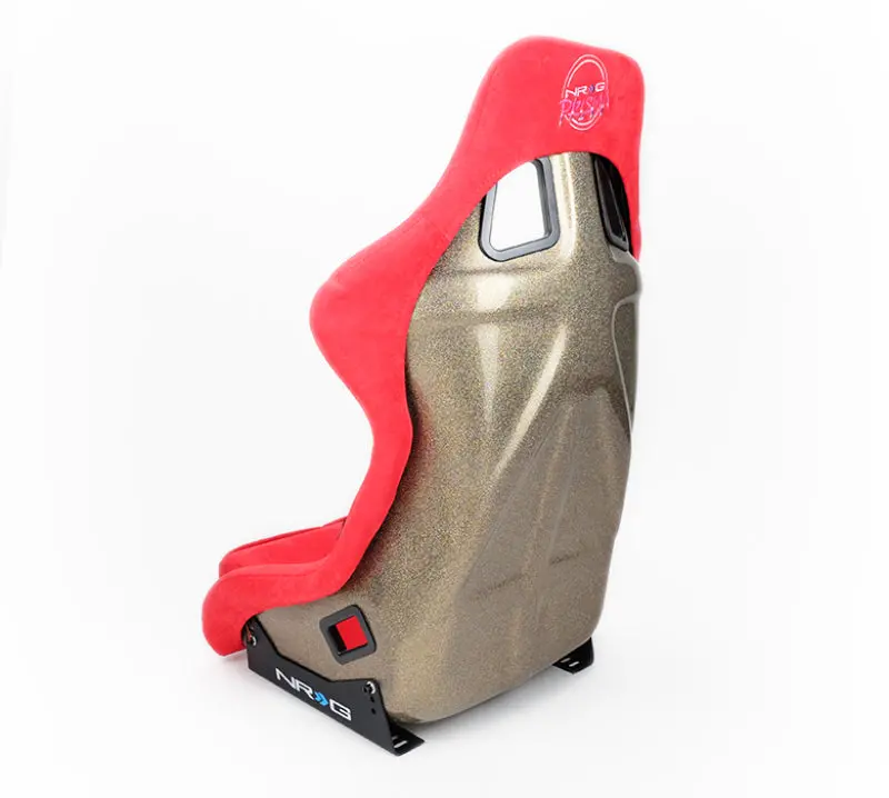 Nrg Ultra Edition Frp Bucket Seat – Large Size, Red Alcantara With Gold Glitter Backrest 1