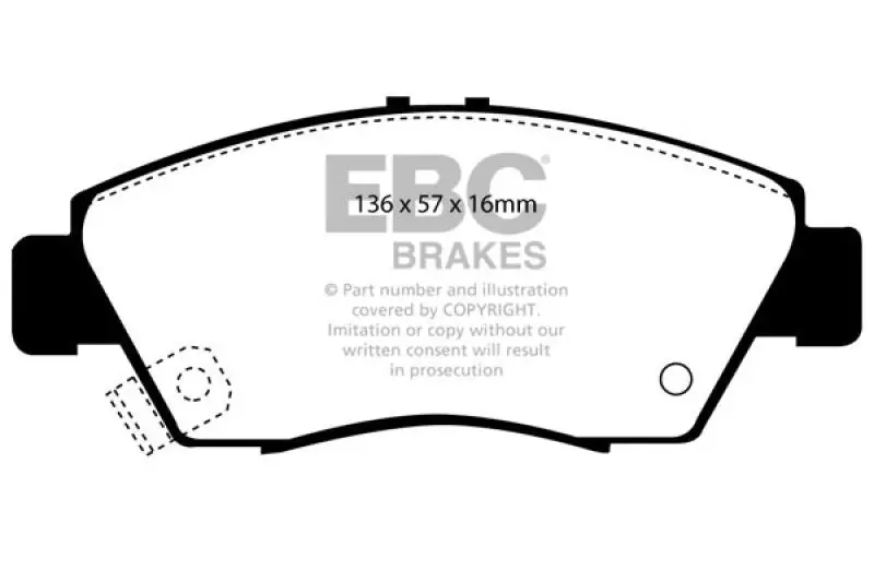 Ebc Redstuff Front Brake Pads For 2012 Acura Ilx Hybrid (1.5L) 1