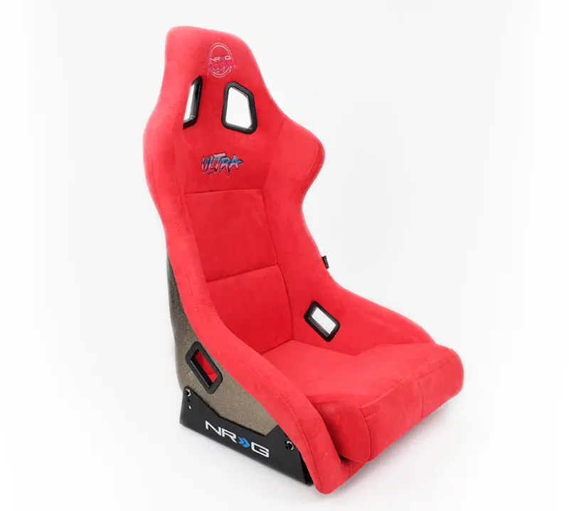 Nrg Ultra Edition Frp Bucket Seat – Large Size, Red Alcantara With Gold Glitter Backrest 2
