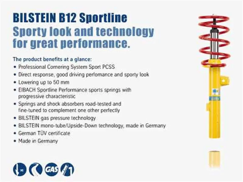 Bilstein B12 Sport Suspension Kit For 2000 Volkswagen Golf Base Model – Front & Rear Coilover Setup 1