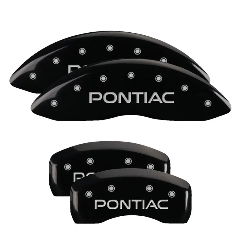 Mgp Engraved 4-Piston Caliper Covers For 2004 Pontiac Gto – Front & Rear, Black Base With Silver Chrome Accents 1