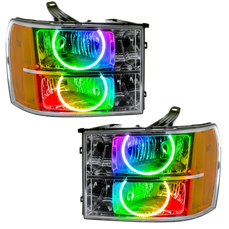 Oracle Colorshift Led Headlight Rings For 2007–2013 Gmc Sierra – Round Design With Simple Controller 1