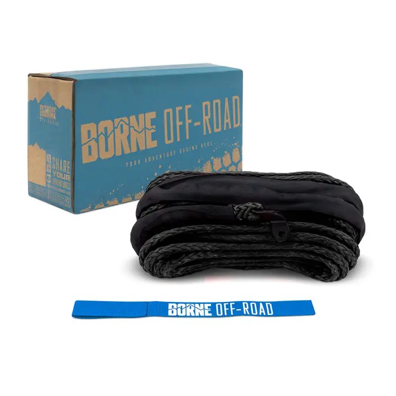 Borne Off-Road Synthetic Winch Rope – 3/8" X 85 Ft – Black, High-Strength Uhmwpe 1