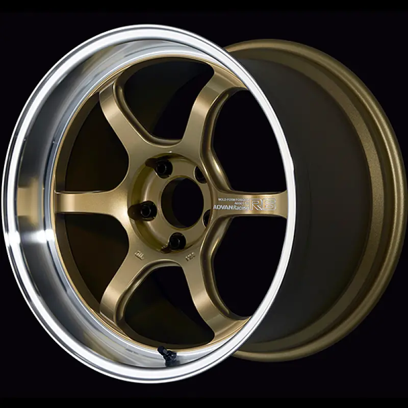 Advan R6 Forged Racing Wheel – 18X10.5", +24 Offset, 5X114.3, Brass Gold Machined Face 1