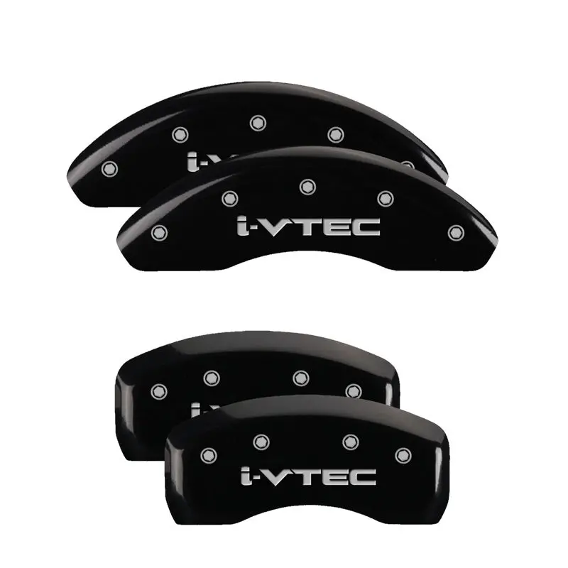 Mgp Engraved 4-Piston Caliper Covers – Front & Rear, I-Vtec Design, Black Base With Silver Accent 1