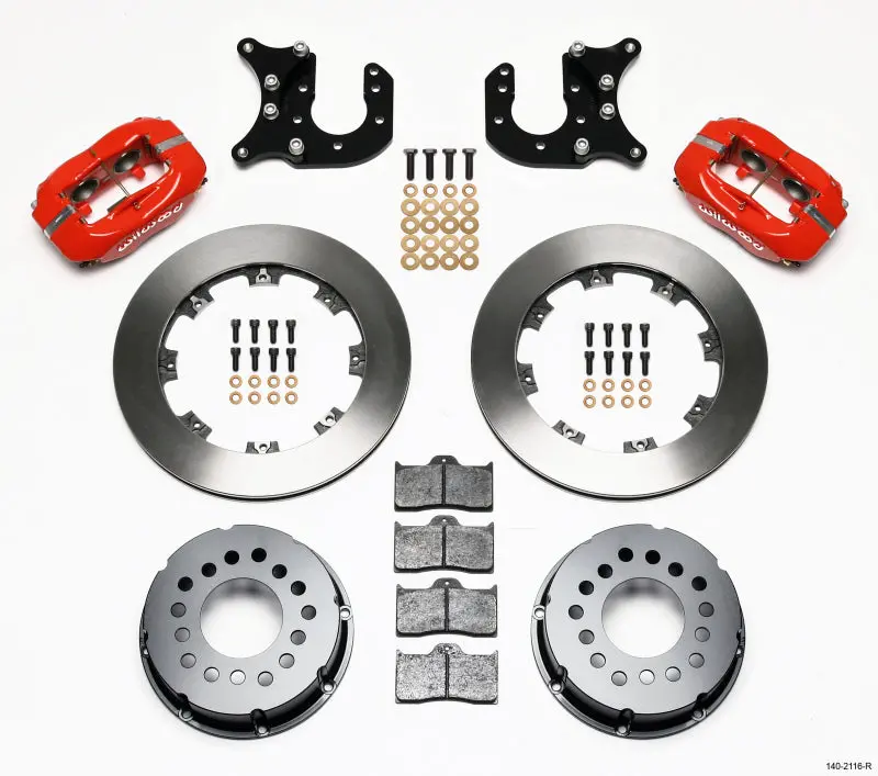 Wilwood Forged Dynalite Power Steering Rear Brake Kit – Red Finish, Compatible With Mopar-Dana Axles (2.72" Offset) 1