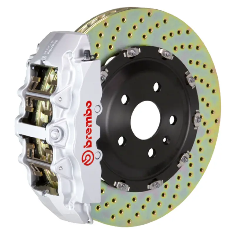 Brembo Gt Big Brake Kit — Front 6-Piston Calipers & 380X34Mm 2-Piece Drilled Rotors For 2008–2009 Mercedes-Benz Clk63 Amg Black Series 1