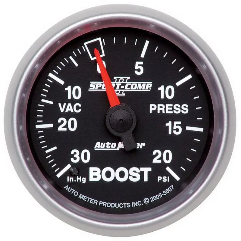 Autometer Sport-Comp Ii Mechanical Vacuum And Boost Gauge – 52Mm, 30 In Hg / 20 Psi 1