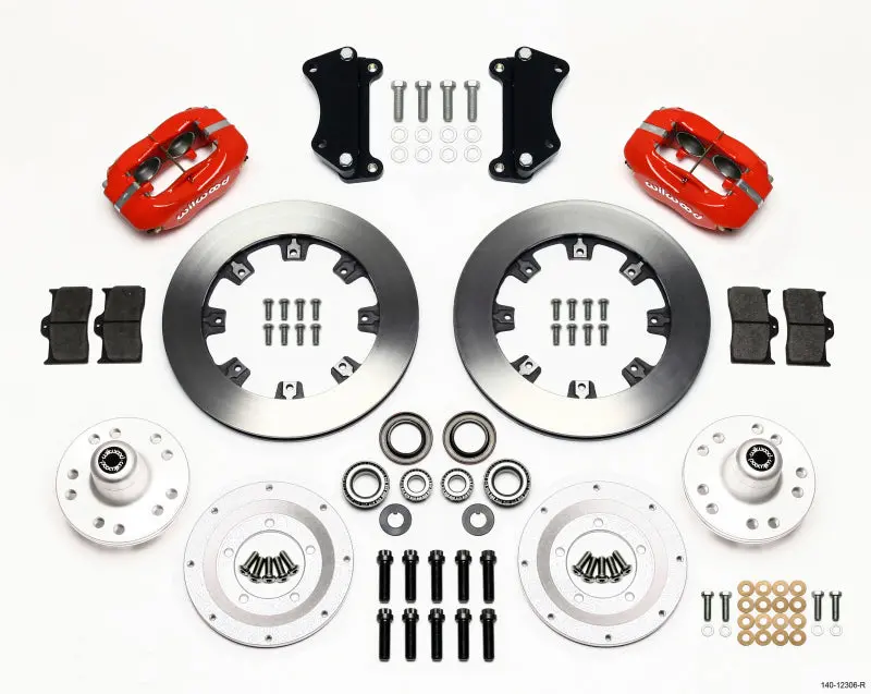 Wilwood Forged Dynalite Front Brake Kit – 12.19" Rotors, Red Calipers, Fits Heidts Tri-5 Chassis With 2" Drop Spindles 1