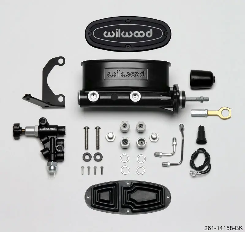 Wilwood Hv Tandem Master Cylinder Kit With Left-Hand Bracket & Proportioning Valve – 15/16" Bore, Black Finish (Early Mustang) 1